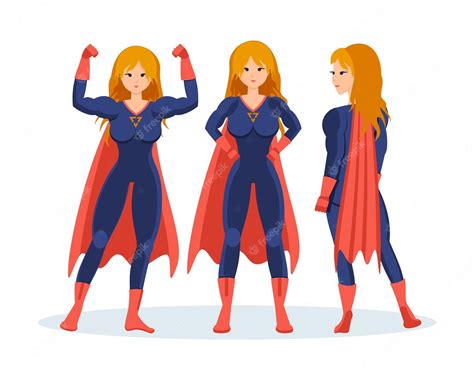 conjunto de super heróis femininos em diferentes situações e poses vetor premium