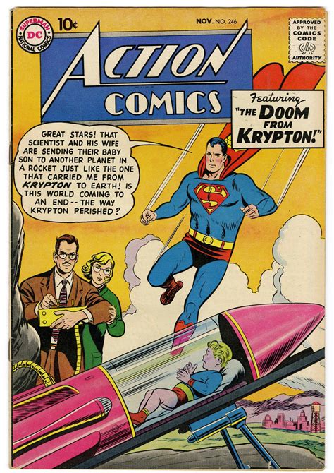 Action Comics No246 1st November 1958 Featuring Superman In The