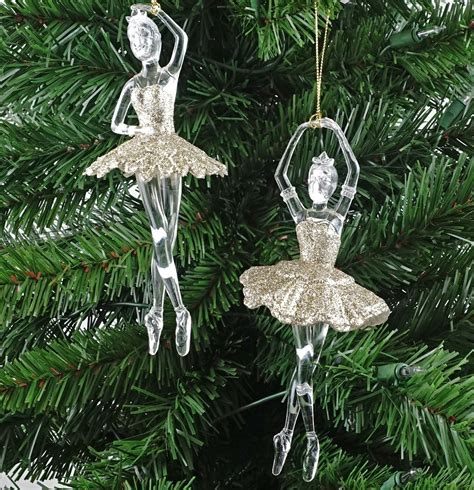 Caffco Glittery Ballerinas Dancing Hanging Christmas Ornaments Set Of