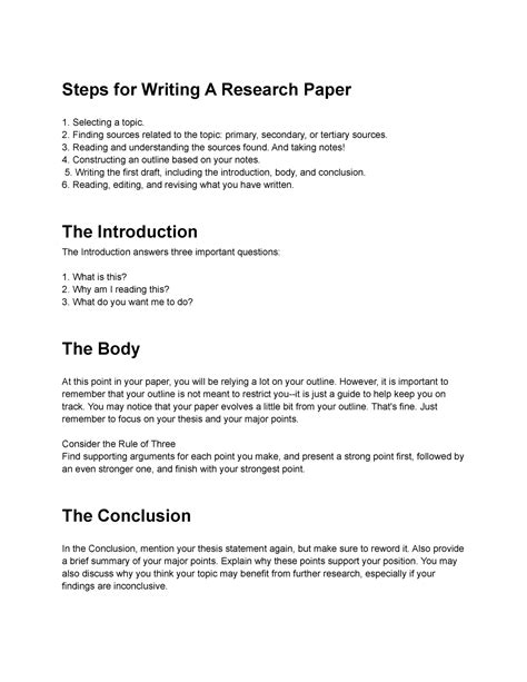 Writing A Research Paper Steps For Writing A Research Paper Selecting