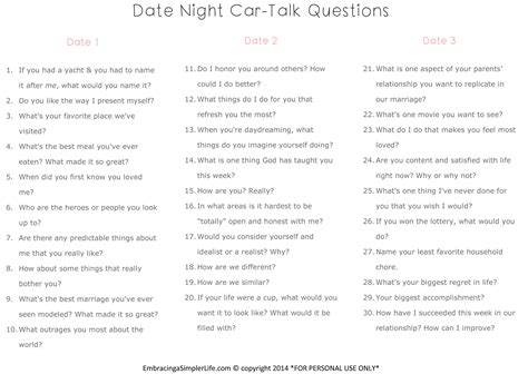 Take turns answering the questions below: 90 Date Night Questions for Christian Married Couples ...