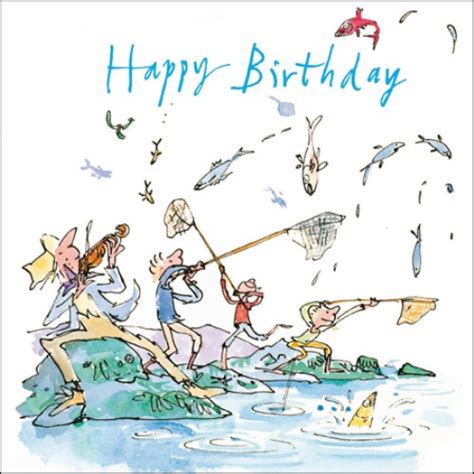 Fishing Happy Birthday Quentin Blake Greeting Card Square Greetings Cards EBay