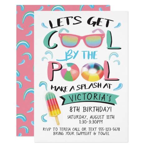 Cool By The Pool Birthday Party Invitation Au