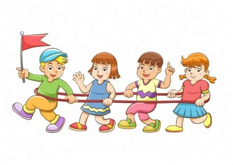 Children Playing Games Cartoon Vector Free Download