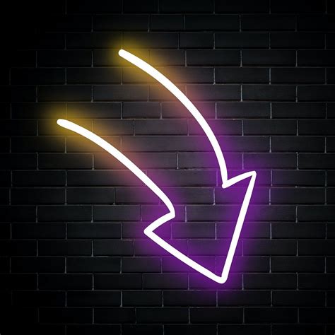 Neon Purple Curved Arrow Sign On Brick Wall Free Image By Rawpixel