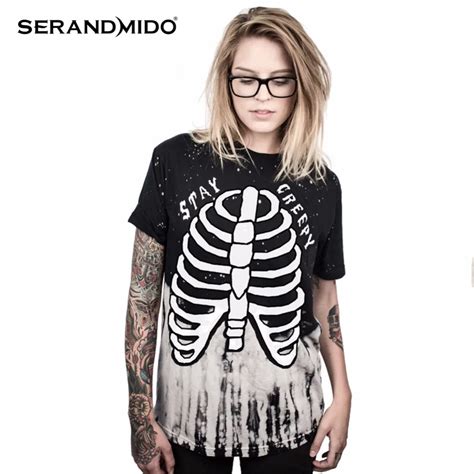 serandmido punk rock clothing women summer 2017 new plus sizes short sleeved lovers t shirt