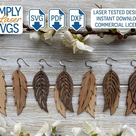 Boho Feather Earring Svg Layered Dangle Earring Laser Ready Etsy