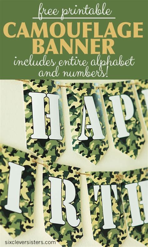 Free Printable Camouflage Birthday Banner
