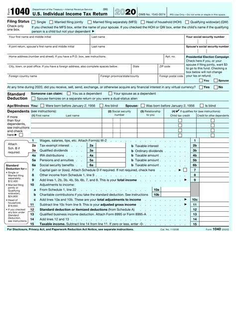 612 x 792 pts (letter) version of pdf format: IRS Form 1040 Download Fillable PDF or Fill Online U.S. Individual Income Tax Return - 2020 ...