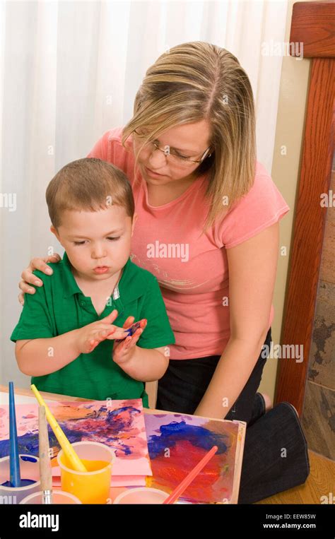 Young Boy Painting Stock Photo Alamy
