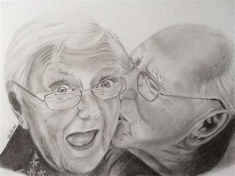 Old Couple Drawing Paar Tekeningen Koppel Schets Oude Koppels