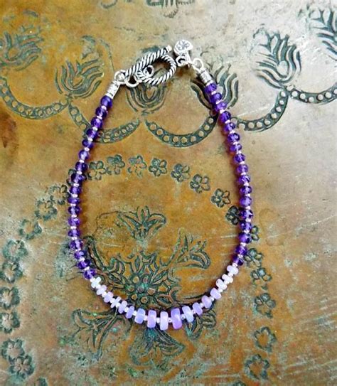 Purple Opal And Amethyst Gemstones Sterling Silver Bracelet Etsy