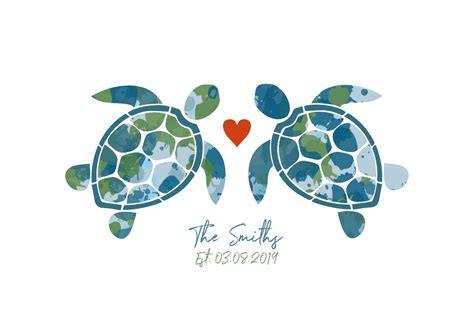 Print At Home Personalised Sea Turtle Love Heart Print Etsy