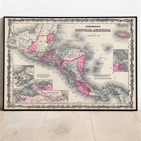 Central America Map Etsy