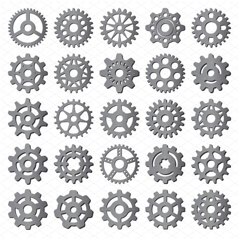 Gear Icons Isolated Vector Pre Designed Illustrator Graphics