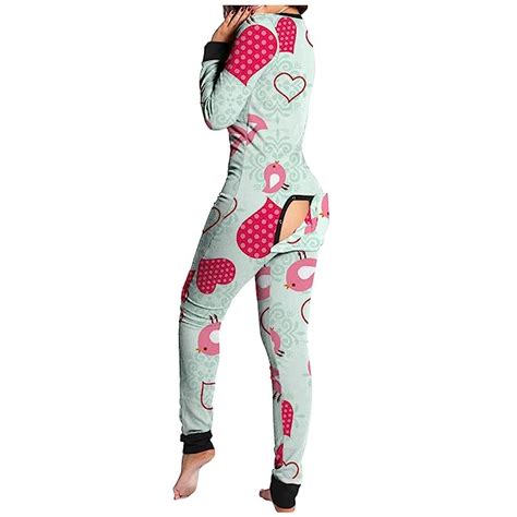 Buy Women Sexy Pajamas Long Sleeve Button Flap Nightwear Jumpsuit