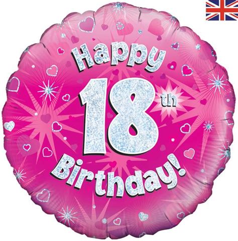 Oaktree 18 Happy 18th Birthday Pink Holographic Foil Balloon