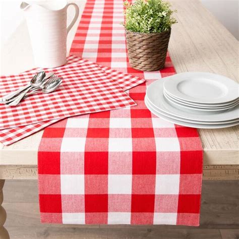 Dii Indooroutdoor Red And White Table Cover For 5 Ft Rectangle In The
