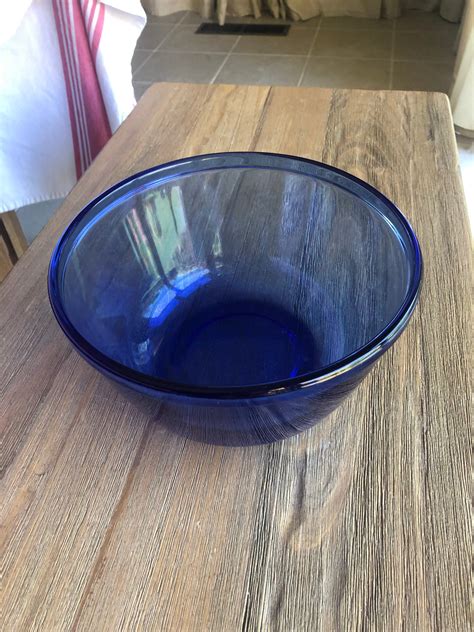 Vintage Anchor Hocking Blue Glass Qt Mixing Bowl Etsy