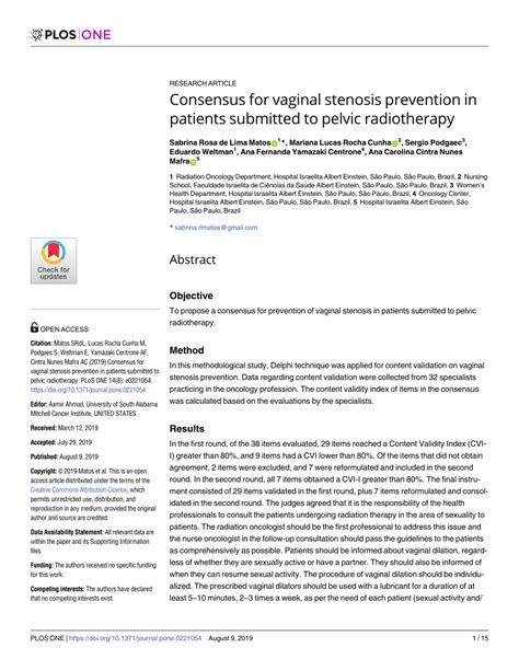 Pdf Consensus For Vaginal Stenosis Prevention In Patients Submitted