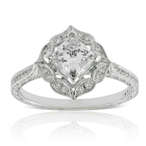 Princess Cut Halo Diamond Engagement Ring 14K Ben Bridge Jeweler