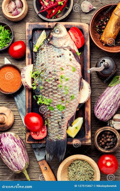 Fresh Raw Fish And Food Ingredients Stock Image Image Of Ingredient