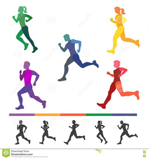 Set Of Runners Silhouettes Of Running People Stock Vector