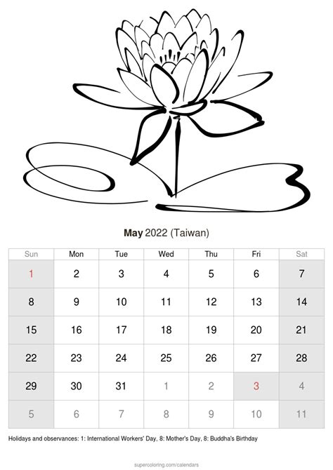 May 2022 Calendar Taiwan