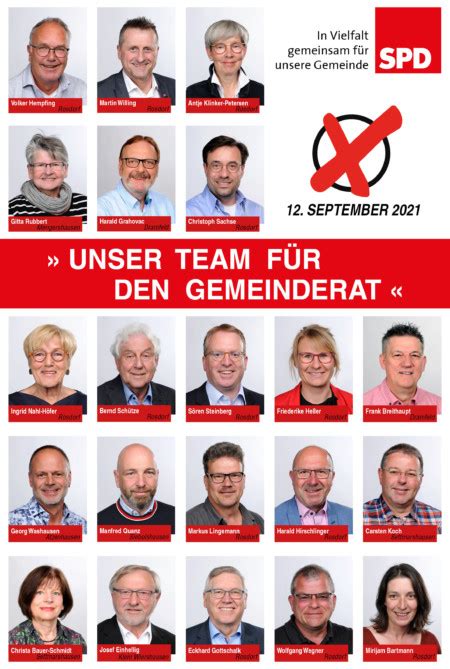 Kandidatinnen und Kandidaten für den Gemeinderat 2021 SPD Ortsverein