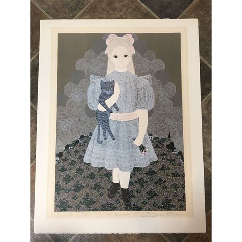 Patricia Barton Art Print 4250 Signed Girl With Cat Etsy