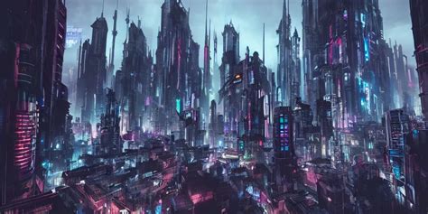 Gothic City Of The Future Cyberpunk Style Stable Diffusion Openart