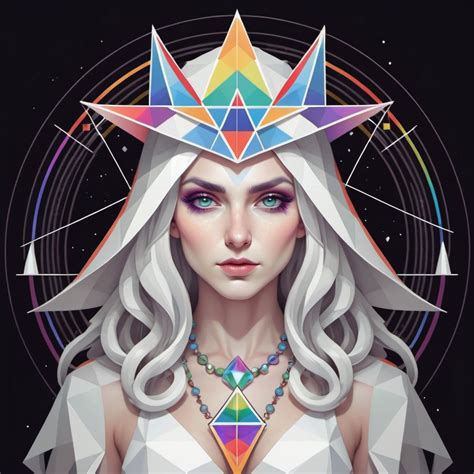White Rainbow Witch Pyrethra In Geometric Art Style
