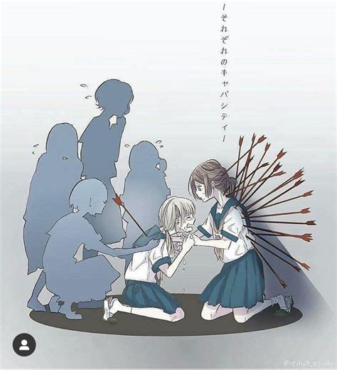 Girl With Many Arrows Comforts Crying Girl With One Arrow R