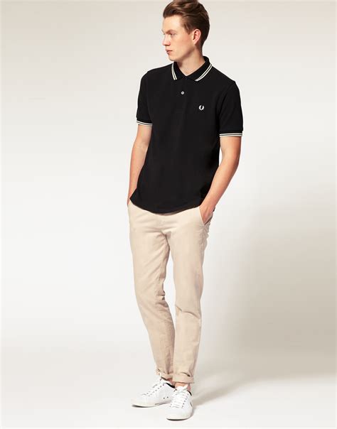 Fred Perry Slim Fit Polo With Twin Tipped In Black In Black For Men Lyst