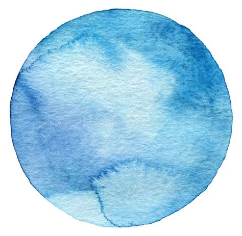 A Blue Circle Painted With Watercolors On White Paper Stock Photo