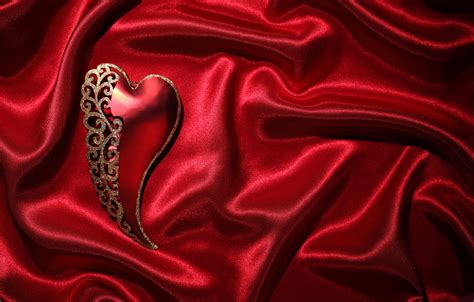 Wallpaper Red Love Heart Romantic Silk Valentine`s Day Images For