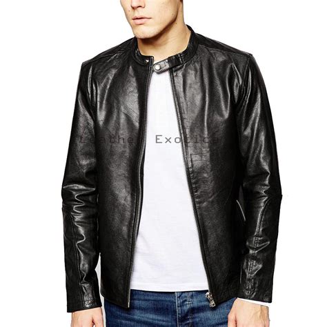 Designer Style Men Leather Jacket Long Sleeves Designer Men Leather