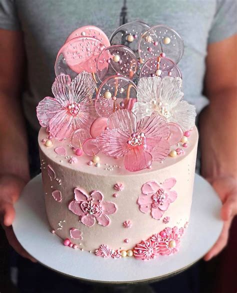 Beautiful Cake With Sugar Work Flowers And Lollipops 🍭 🌸 Tortas