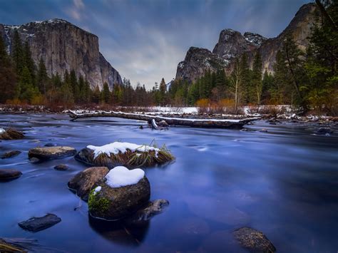 Yosemite National Park California El Capitan And Cathedral Rocks Winter