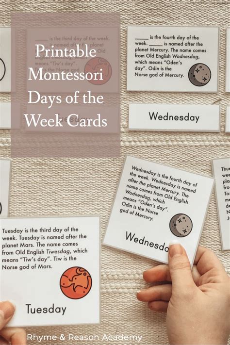 Printable Montessori Days Of The Week Cards Montessori Elementary