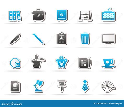 Business And Office Equipment Icons Stock Vector Illustration Of