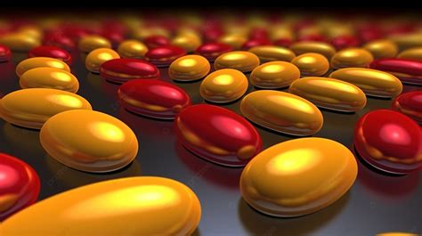 Red And Yellow Capsules In A 3d Rendered Image Background Capsule