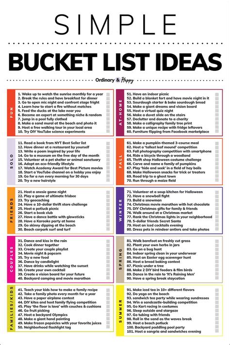 100 Simple Bucket List Ideas Bucket List Book Bucket List Journal