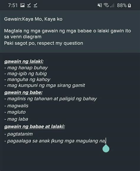 Gawainkaya Mo Kaya Komagtala Ng Mga Gawain Ng Mga Babae O Lalaki