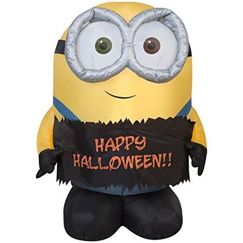 3 Ft Minion Bob Holding Happy Halloween Sign Airblown Inflatable