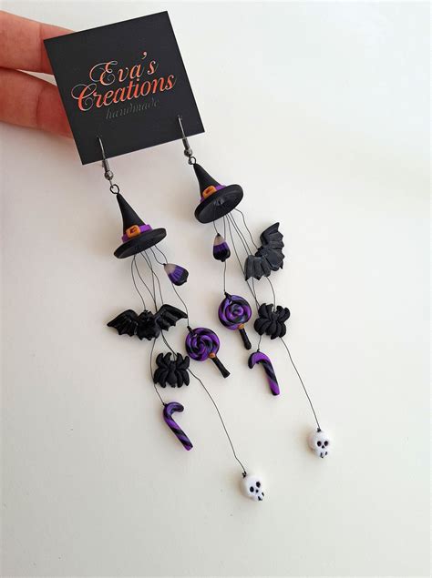 Witch Hat Halloween Earrings Handmade From Polymer Clay Witch Hat
