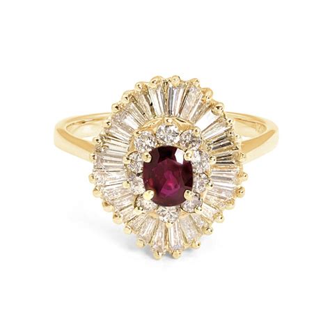 estate 14k gold genuine ruby and diamond ballerina ring save 1600 ruby cocktail ring