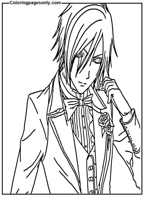 Sebastian Michaelis From Black Butler Coloring Page Free Printable Coloring Pages