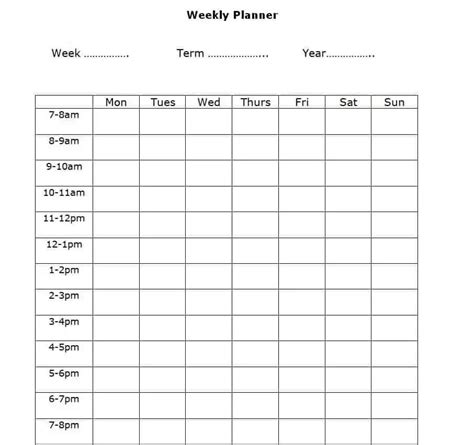15 Best Weekly Planner Templates Word Excel Pdf Word Excel Fomats