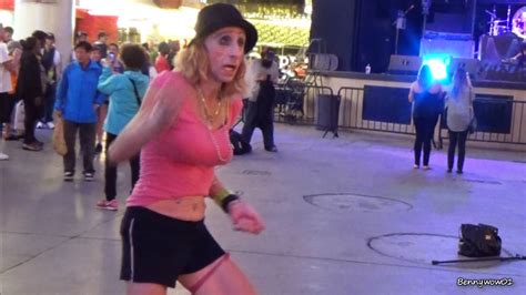 Unusual Strange Person Dancing At Fremont Street Experience Downtown